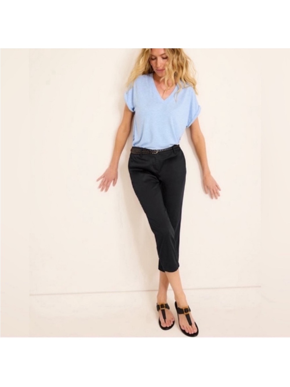 Tommy Bahama Boracay Cropped Pants Sz 10/M Black Casual Summer Vacation